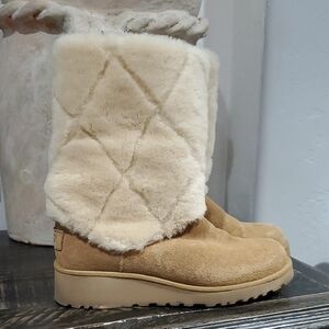 UGG Tan and Cream Quilted Boots